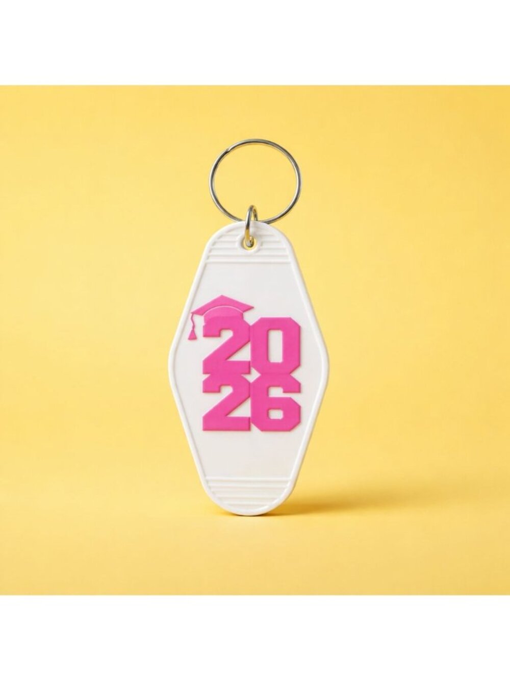 Graduation Year 2026 Pink & White Retro Motel Keychain